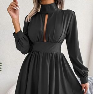 Mock Neck Key Hole Nun Dress